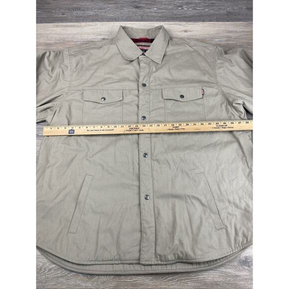 Craftsman Jacket Mens XXL Brown Tan Flannel Lined Chore Barn Canvas Shacket - Picture 4 of 6